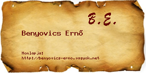 Benyovics Ernő névjegykártya